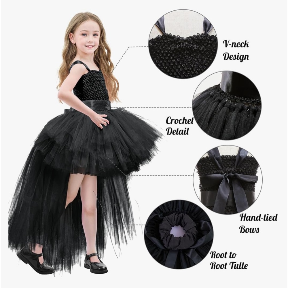 Brand new black tulle Halloween costume dress and accessories